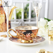 Yayoi era Mrs Bauer bone China coffee cup European-style cup and saucer set Household simple afternoon tea flower tea teacup