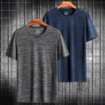 Summer thin quick-drying short-sleeved mens T-shirt round neck running fitness large size mens breathable quick-drying clothes sports T-shirt