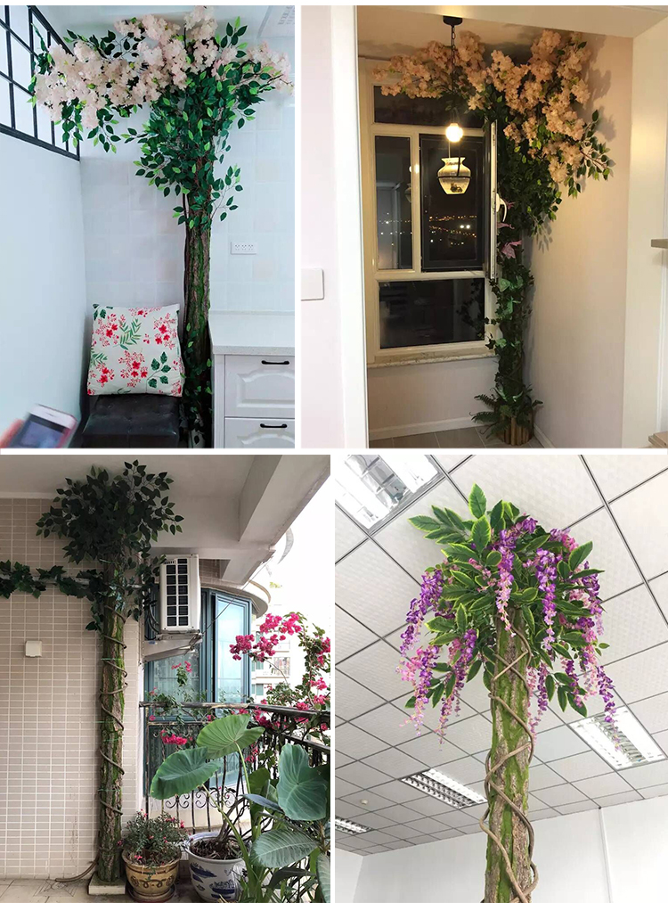 仿真树皮下水管装饰包柱子暖气管道遮挡假花藤条室内假树阳台植物