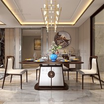 New Chinese solid wood dining table and chair combination Nordic light luxury rectangular dining table home Modern simple table small apartment