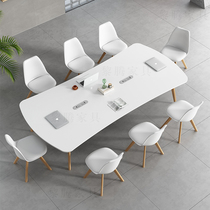 Profiled Solid Wood Footed Creative Meeting Table Long Table Brief Modern Small Reading Training Talks Desk Chair Combination