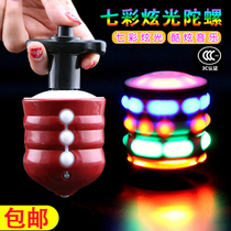 Flash music spring gyro with infrared imitation wood rotating flash colorful music luminous toy boy