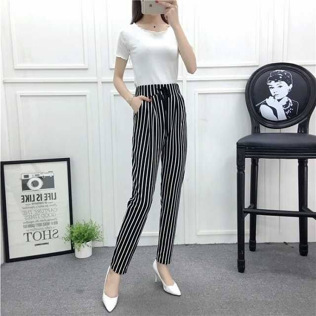 Summer Thin Harem Pants Women's Pants Casual Pants Women's Nine-Point Pants Women's Pencil Pants Fat MM Large Size Versatile Pocket High Waist