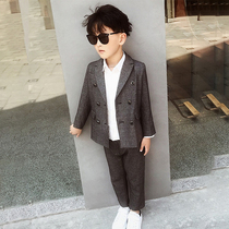 Boy suits suit 2020 Spring fall handsome Englishlen childrens gown The new casual little western suit Three sets