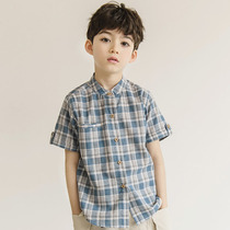 Boy shirt thin section 2020 Summer new plaid spring autumn children lining pure cotton damp short sleeves CUHK Scout handsome
