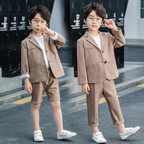Boy suits suit autumn clothes handsome qi Yinglun childrens gown flower children casual little west suit foreign air Han version three sets
