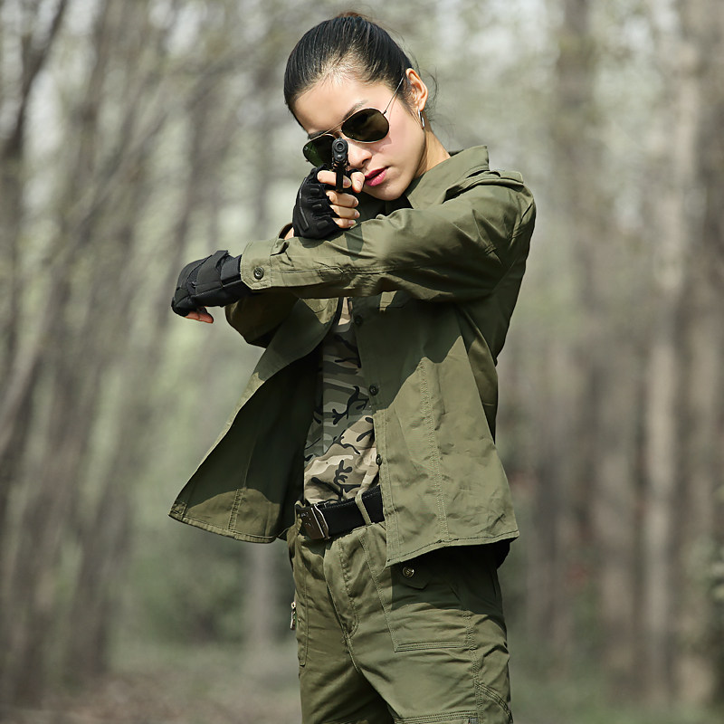 盾郎迷彩服套装女夏季军装作战服野战服军迷服饰特种兵作训服长袖