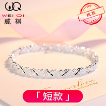 Short bracelet 999 sterling silver female slim hand thin thin bracelet hand decoration Tanabata Valentines Day gift to girlfriend