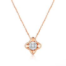18K rose gold diamond necklace gold clover choker pendant big flower