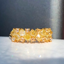 Color diamond 18K gold natural yellow diamond ring Joker yellow diamond ring Joker yellow diamond ring