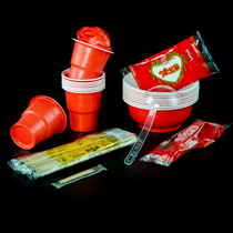 Disposable chopsticks set banquet thickened household high-grade plastic hard red wedding banquet set tableware bowl