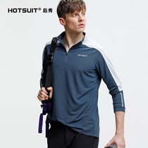 HOTSUIT sports T-shirt men quick-drying loose casual long sleeve top slim body sweat sucking fitness leisure polo shirt tide