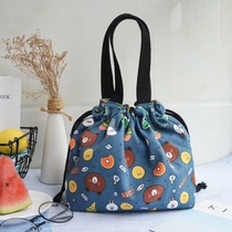 Japanese-style lunch box bag Large large capacity waterproof and oil-proof portable bag Lunch box bag Bento bag bundle mouth Bento bag female