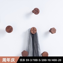 Creative wall adhesive hook solid wood clothes hook wall coat hook porch hangers decorative button adhesive hook Nordic
