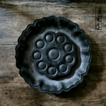 Zhangjiaolian Lotus Root Teapot Tray Retro Purple Sand Pot Bearing Imitation Ancient Brick Sculpted Iron Jug Cushion Chinese Tea Toothermal Insulation Base