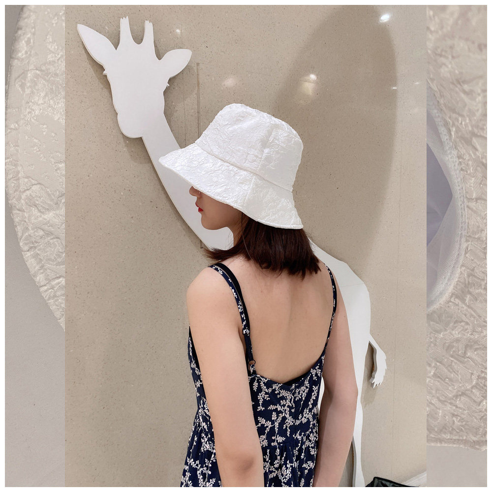 帽子女夏季薄款日系遮脸渔夫帽蕾丝盆帽褶皱遮阳帽韩版时尚百搭潮