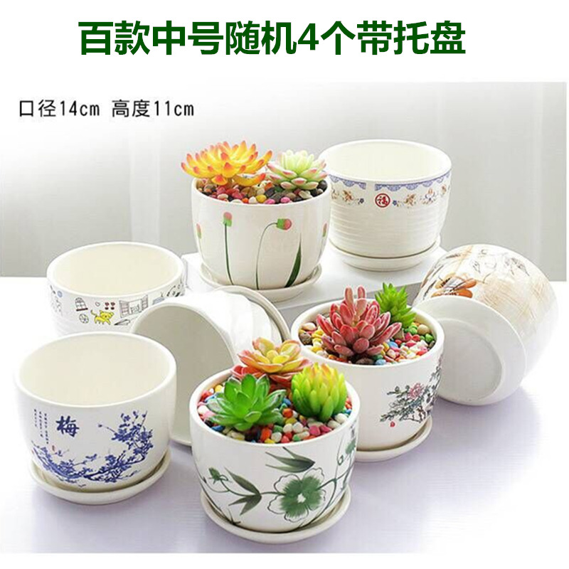 Flowerpot ceramics with tray was special household clearance large other creative individuality small fleshy meat meat the plants flower pot