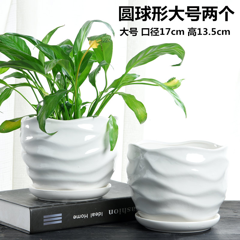 Large Chinese wind the balcony flowerpot ceramics with tray was creative move money plant contracted household flowerpot more meat on sale