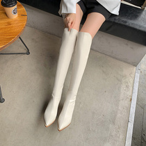 High heel Long boot Female genuine leather slim heel Long cylinder boot Pointed Over Knee Boots High Drum Sexy Hot Girl Slim 100 Hitch Elastic Boot