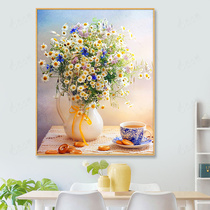 Zou Ju cross stitch 2021 new restaurant flowers small fresh and simple modern living room line embroidery their own embroidery hand