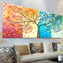 Printed cross embroidered new living room line embroidered brief modern big four seasons Ping An Fat Property Tree Four couplets full of embroidery