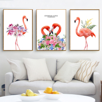 Cross stitch 2021 thread embroidery new triptychen living room simple modern bedroom small simple cute Flamingo