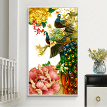 Mona Lisa Cross embroidered 2021 new peacock vertical version Xuan Guan herself embroidered living room minimalist modern flowers open rich