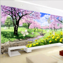 Cross Stitch 2021 New Living Room Line Embroidered Garden Landscape Great Painting Cherry Garden Brief Modern Large 2 m Full Embroidered
