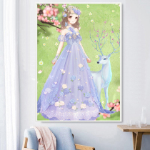 New cross embroidered 2021 line embroidered living room diamond painting full drill with small frescoed bedroom child cartoon girl