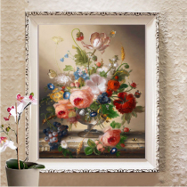 Mona Lisa Cross embroidered 2022 new living room line embroidered minimalist modern small flower bedroom oil painting vase