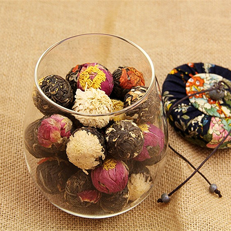 普洱花茶龙珠手工花茶球玻璃罐装工艺礼品茶包邮