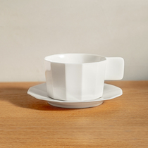 MUMO wood ink deer to pure white square ear coffee cup ceramic coffee cup literary simple white porcelain cup