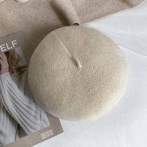 Beret female woolen Bud autumn and winter Korean version of Japanese painter hat beige black British retro big head tide