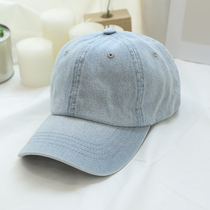 Korean spring and summer autumn washed denim monochrome baseball hat men and women sunscreen sunshade hats