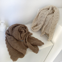 Age-reducing monochrome Joker Knitting autumn and winter warm wool scarf female soft girl wind student bib Korean sweet