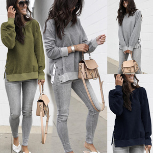 No.9525 2020 express hot sale popular autumn and winter fashion round neck button long sleeve women’s top sweater