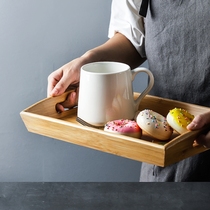Bamboo tray Rectangular household living room round tea tray for cups commercial Japanese hotel kitchen bamboo wood fruit plate