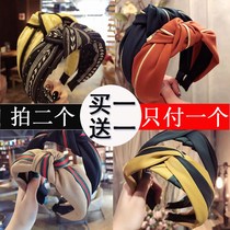 Big round face suitable hair hoop show thin head band female outer band high end wide hairpin wide edge foreign stripe cross