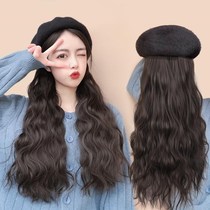 Bailey hat with hair simulation one-piece hat anti-true with hair fashion hooded wig long curly hair full head cover