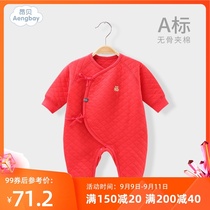 Ambe baby New Years uniform full moon male baby celebrates New Years dress red newborn woman