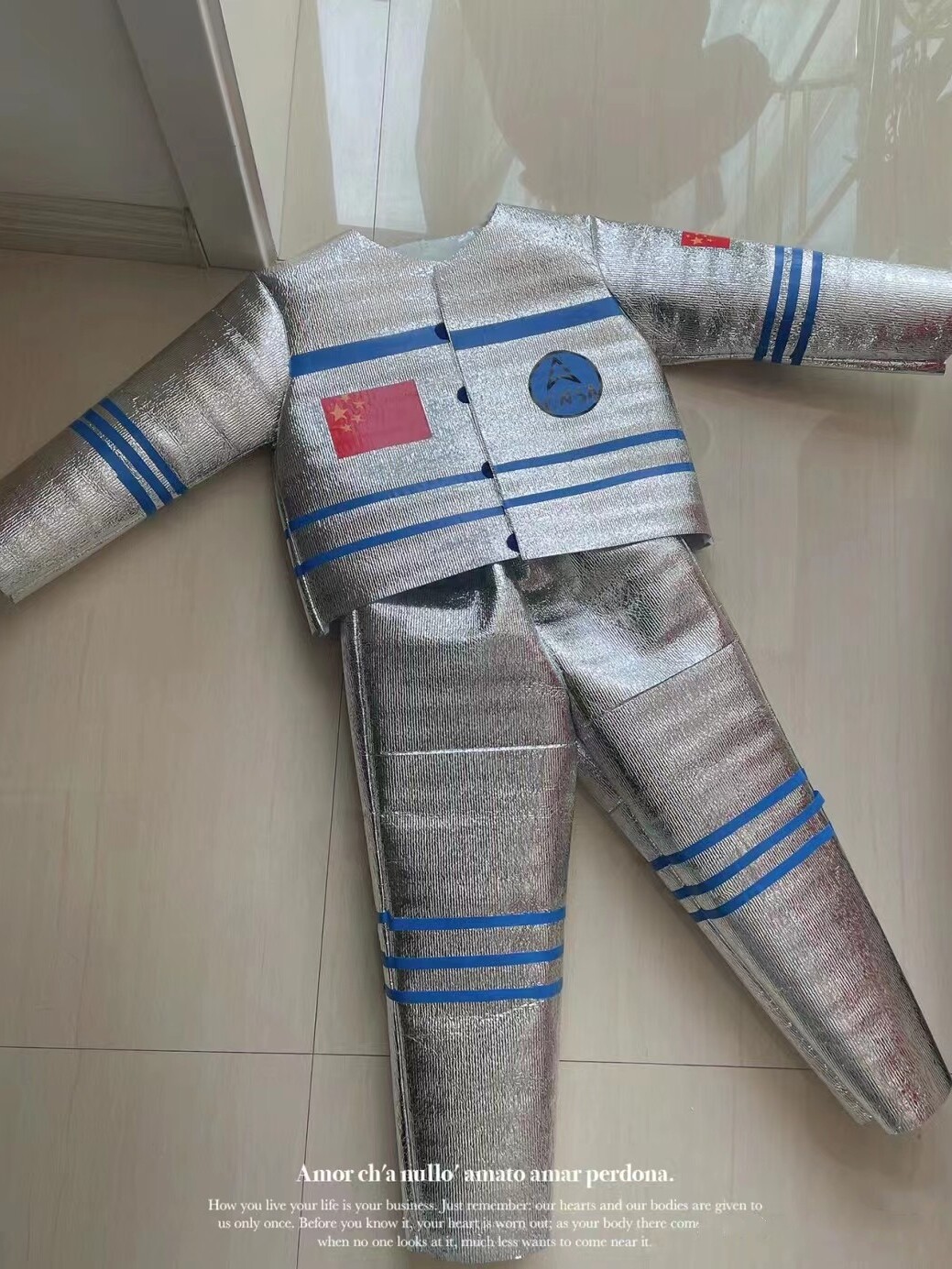 儿童环保时装秀宇航员服手工制作太空服幼儿亲子走秀宇航员环保服