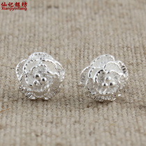 Xianji Yinfang S990 foot Silver straight rose temperament girl sterling silver earrings plain silver new non-allergic
