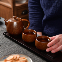 Red sand pottery one pot two cups gift box antique simple tea set gift Leader high-end famous works teapot tea cup
