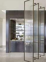 Changhong glass partition background wall Minimalist narrow border tempered art craft embossed glass entrance screen customization