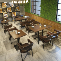 Customized hot pot restaurant leisure retro industrial style bar table and chairs western food cafe snack bar table and chair combination