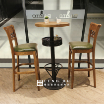 Retro bar chair clear bar high stool wrought iron milk tea shop chair backrest cafe table and chair American minimalist