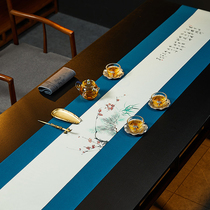 Qian Shengtang hand-painted tea mat Chinese tea table flag Zen waterproof cloth cotton linen fabric tea ceremony linen tea table cloth mat