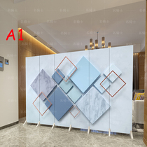 Custom solid wood folding screen Modern Chinese landscape partition Living room fashion hotel bedroom office folding screen fan