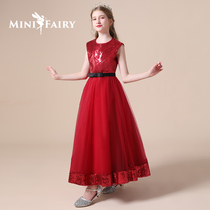 Girls high-end dresses little girls princess dresses foreign atmosphere big children host party dresses costumes