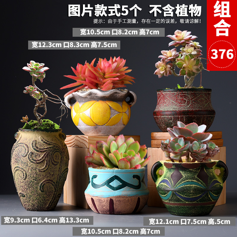 The Fleshy flowerpot ceramic special offer a clearance package mail breathable creative move rural meat meat the plants flower pot in large diameter